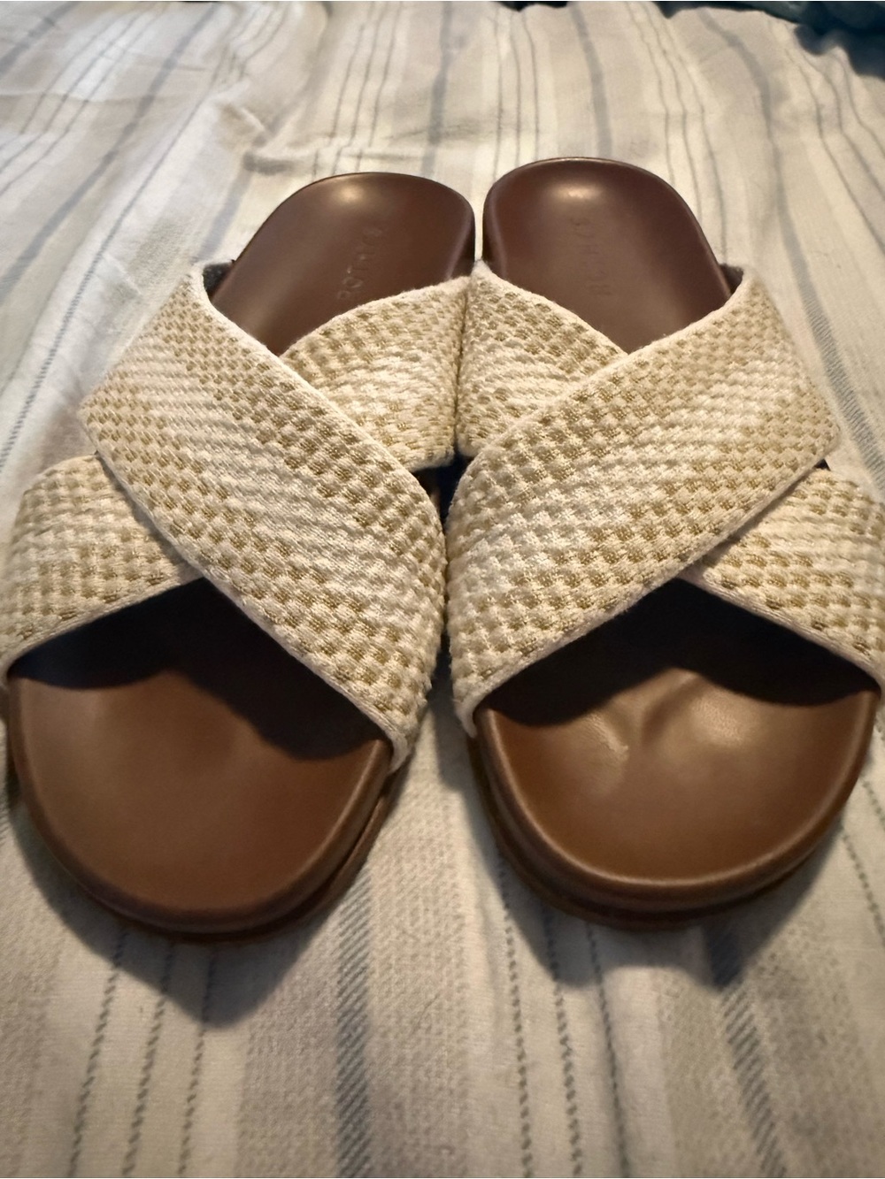 Rothy's Women's Crisscross Slide Sandals in Cream and Brown - Picture 4 of 6